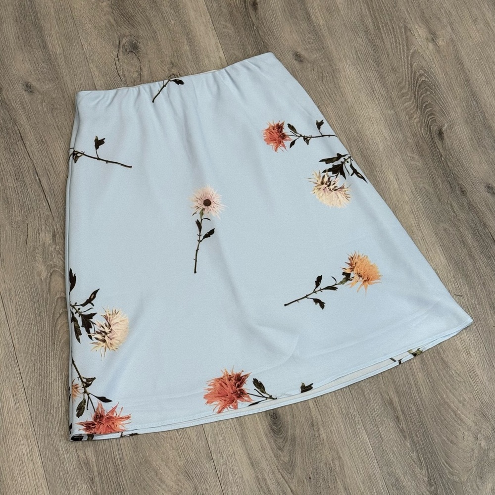 Babaton Light Blue Floral Mini Skirt